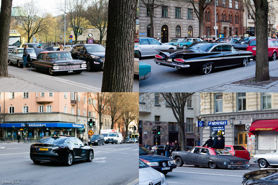 American cars in Stockholm including Tesla Model X taxi